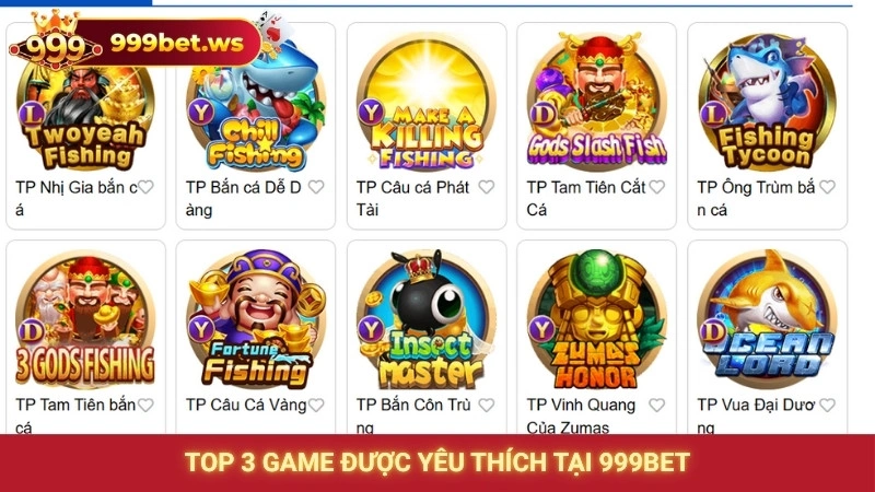 Top 3 game được yêu thích tại nền tảng