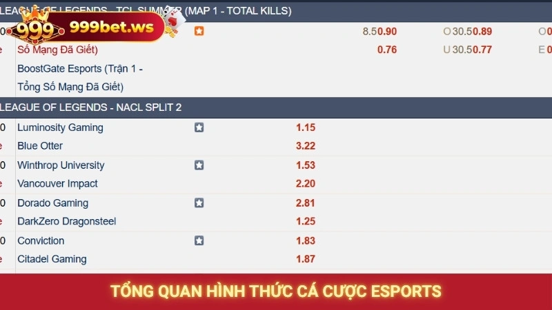 Tổng quan hình thức cá cược Esports