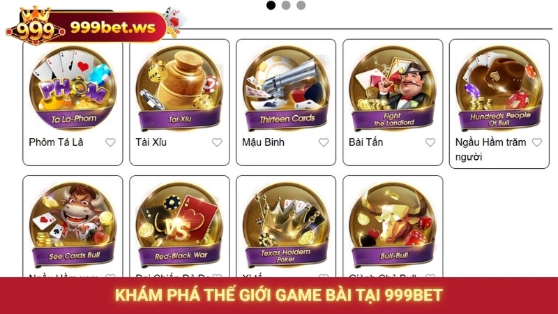 Khám phá thế giới game bài tại 999bet