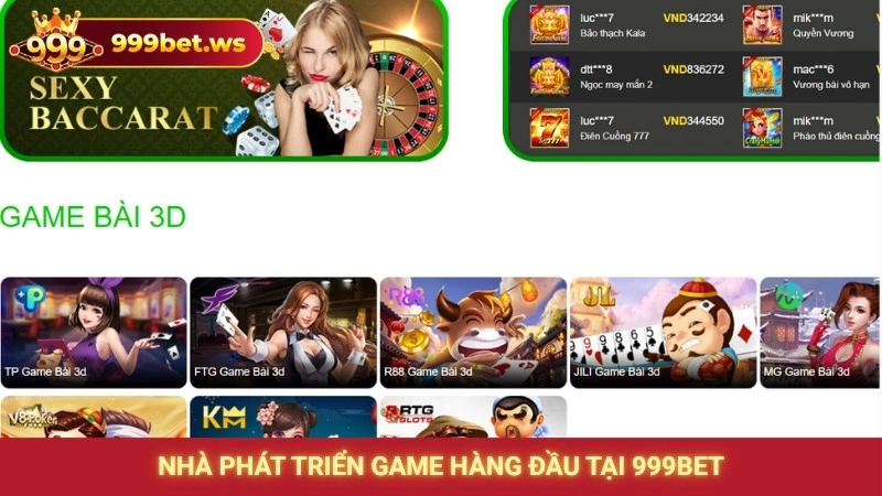 Nhà phát triển game hàng đầu tại 999bet