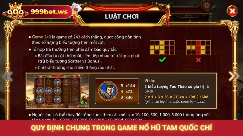 Quy định chung trong game nổ hũ Tam Quốc Chí