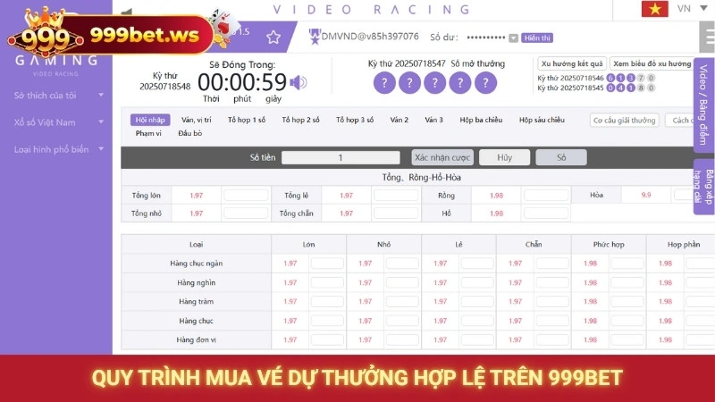 Quy trình mua vé dự thưởng hợp lệ trên 999bet